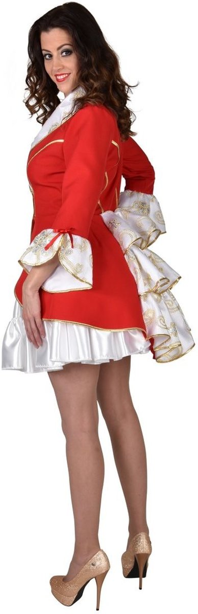 Middeleeuwen & Renaissance Kostuum | Ruches Slipjas Rood Met Pailletten Vrouw | Small | Carnaval kostuum | Verkleedkleding